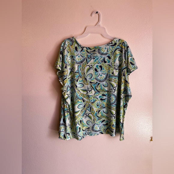 Liz Claiborne Womens Blouse 3X Sheer Multicolor Lightweight Pleated Front cotton - Picture 3 of 9